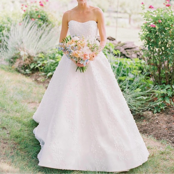 Elegant White Strapless Wedding Dress - Picture 3 of 14